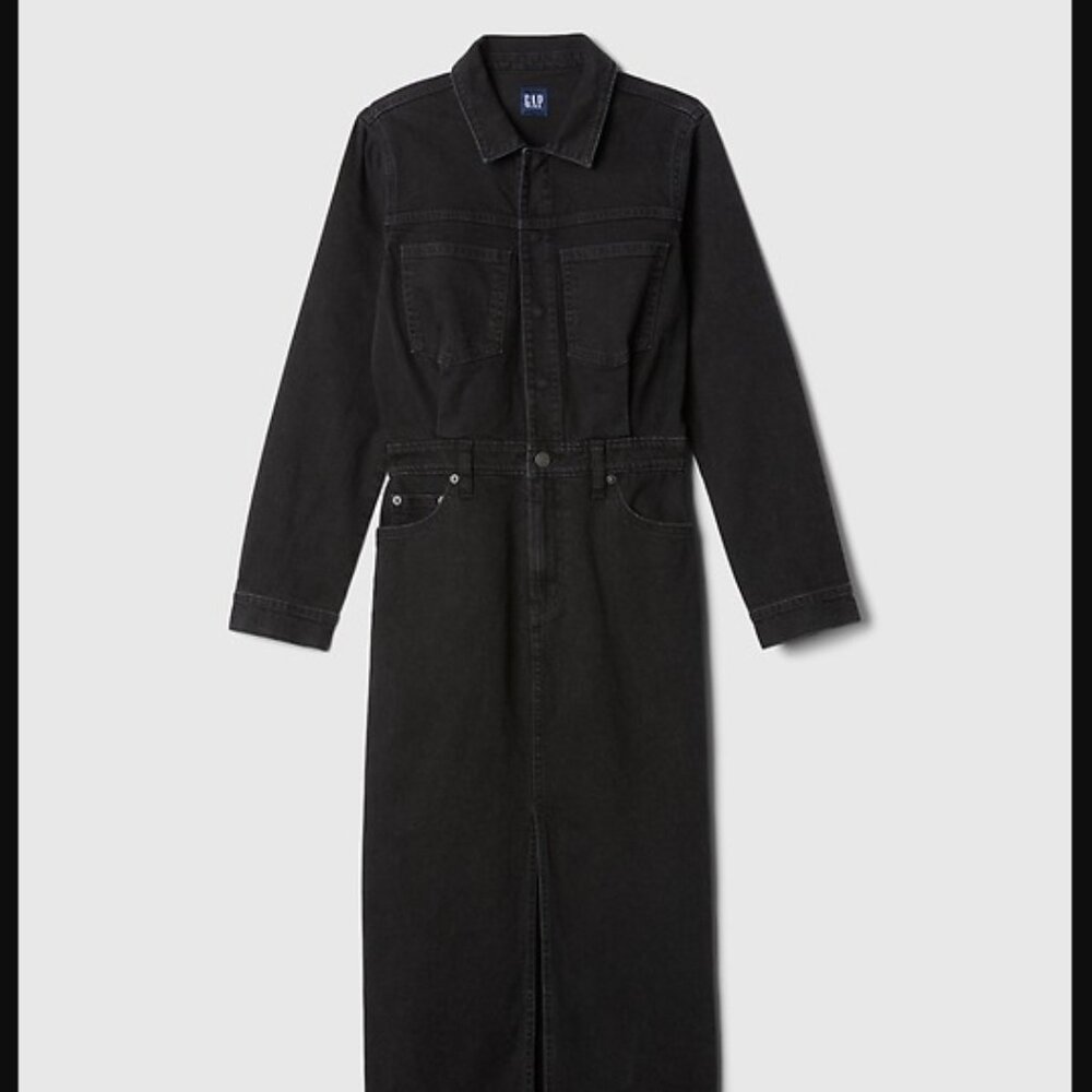 GAP Denim Midi Dress Black Wash Size L